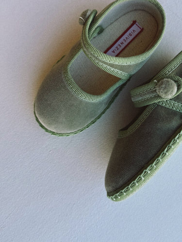 Baby Velvet Shoes Sage