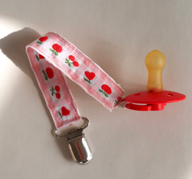 Handmade Pacifier Clip, Cherries