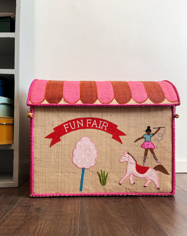 Large Raffia Basket Fun Fair Pink