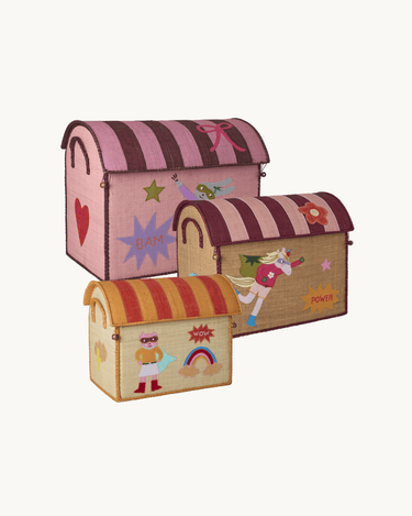 Large Raffia Basket 'Pink Hero'
