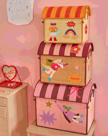 Large Raffia Basket 'Pink Hero'