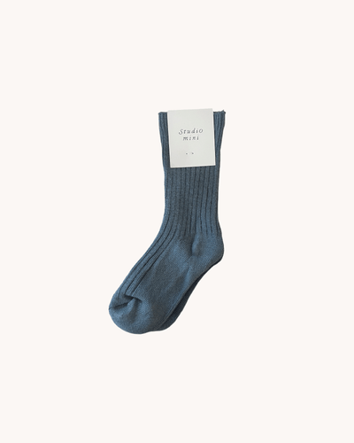 Ribbed Socks Grey Blue