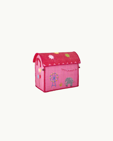 Small Raffia Basket Fun Fair Pink