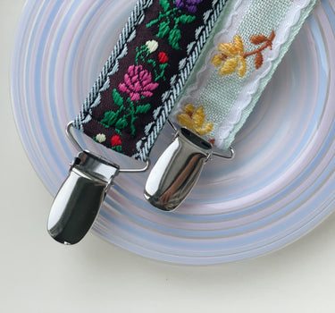 Handmade Pacifier Clip, Mint Flowers